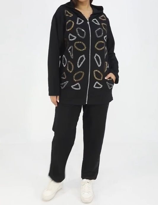 ENSEMBLE STRASS COTON MOTIF OVALE CAPUCHE