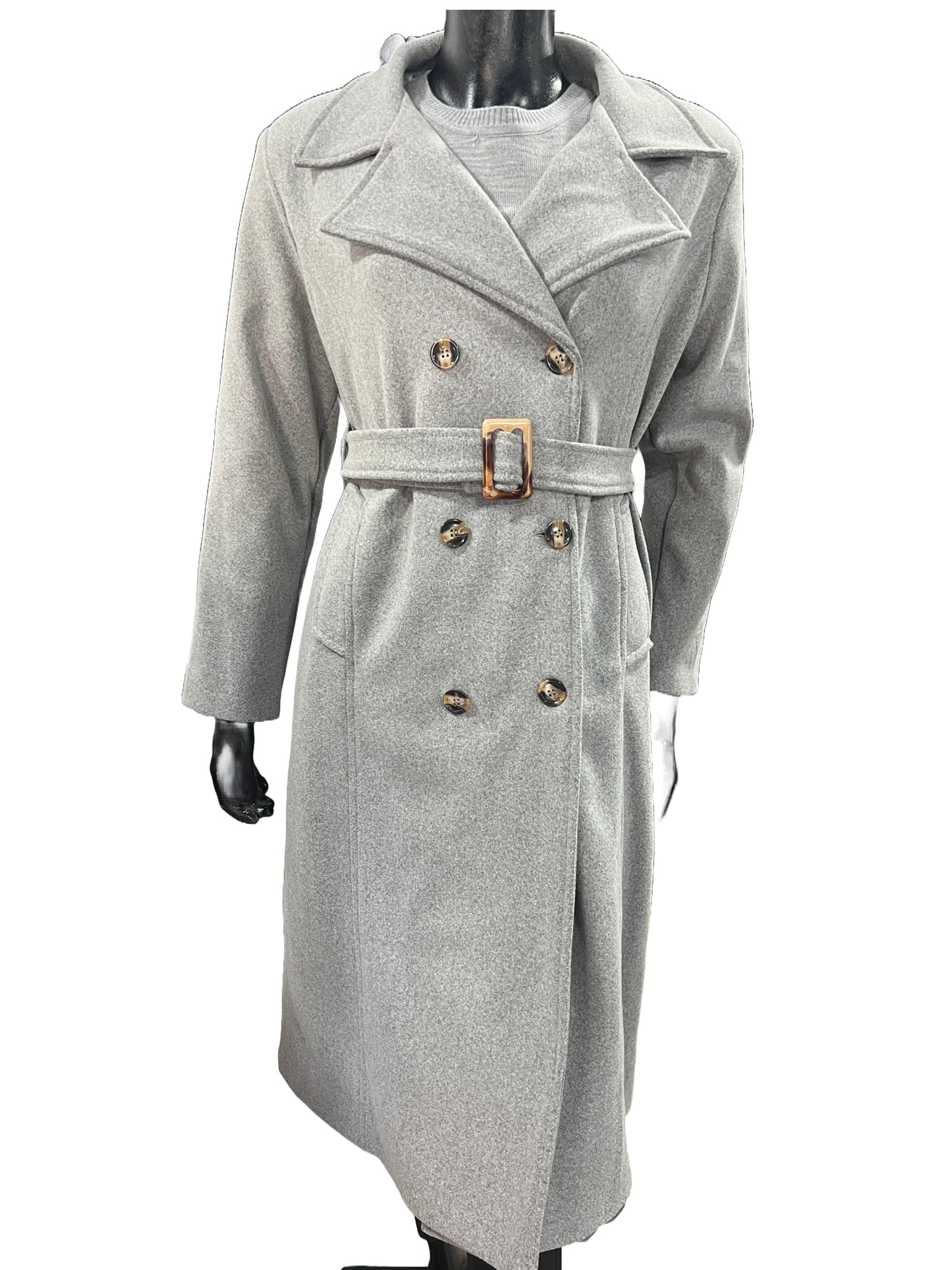 Manteau cachemire gris clair