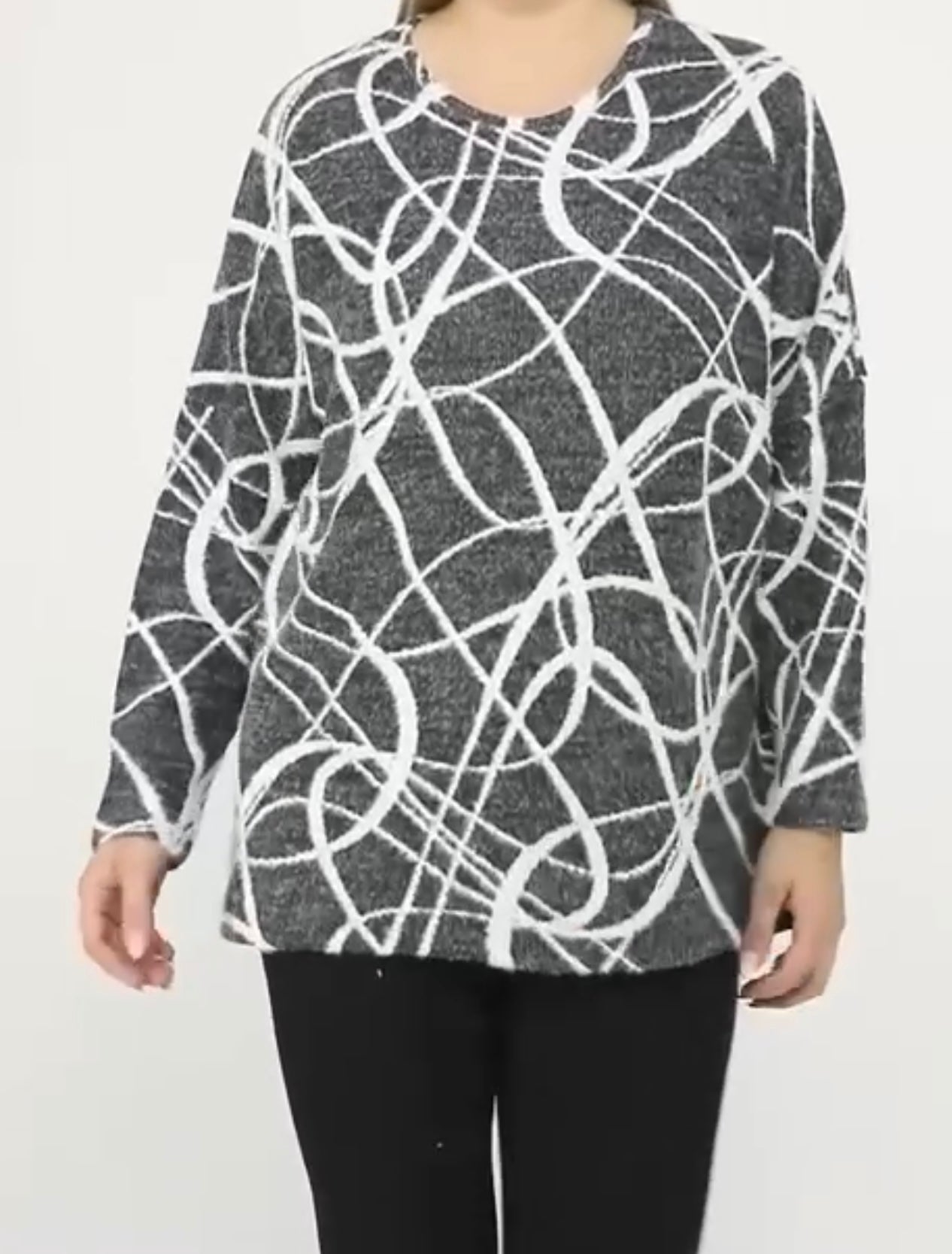 Pull en laine Gris (Rayé )
