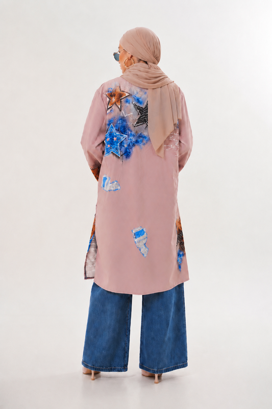 Robe Beige col en jean