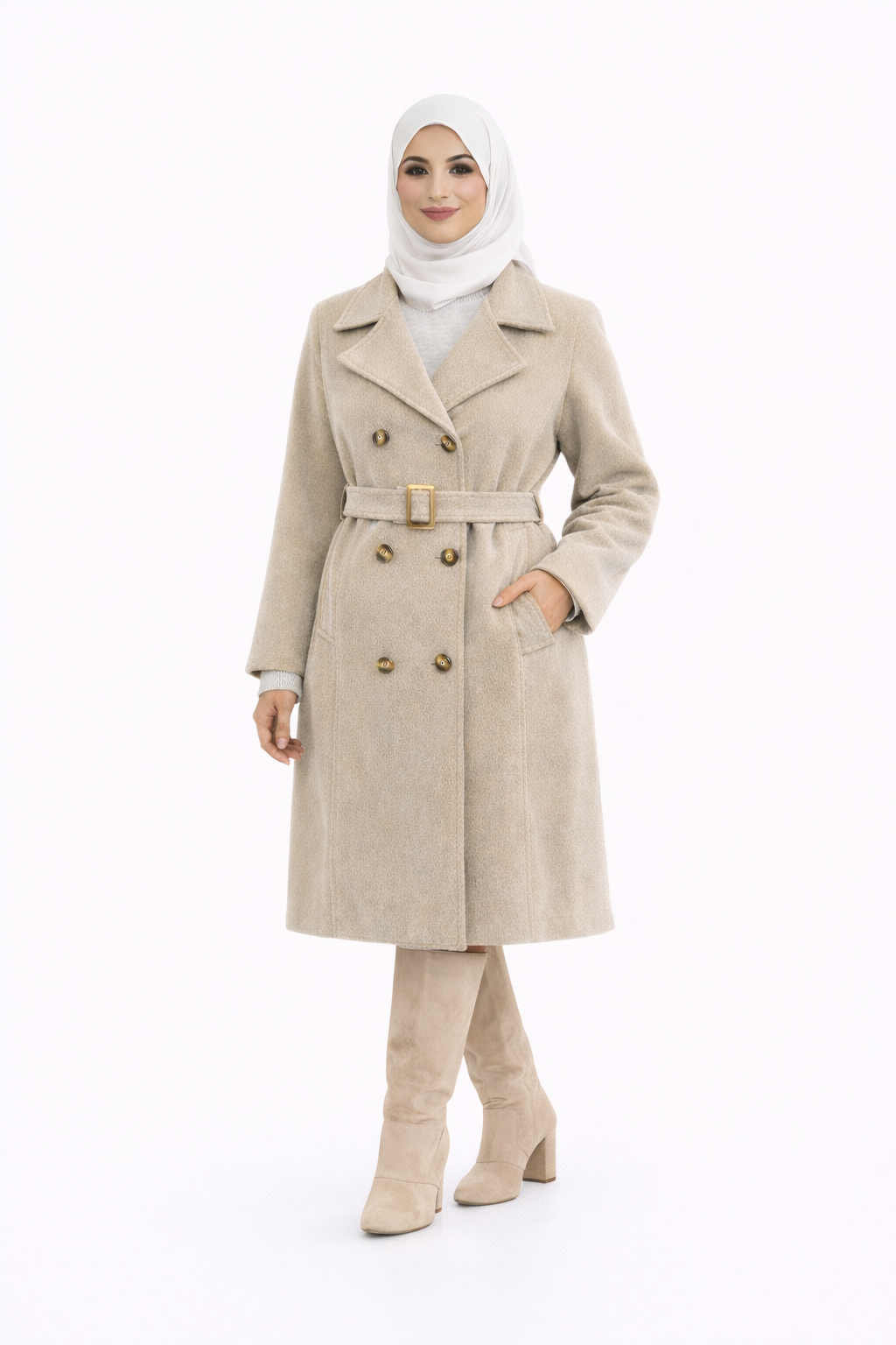 Manteau velours Beige