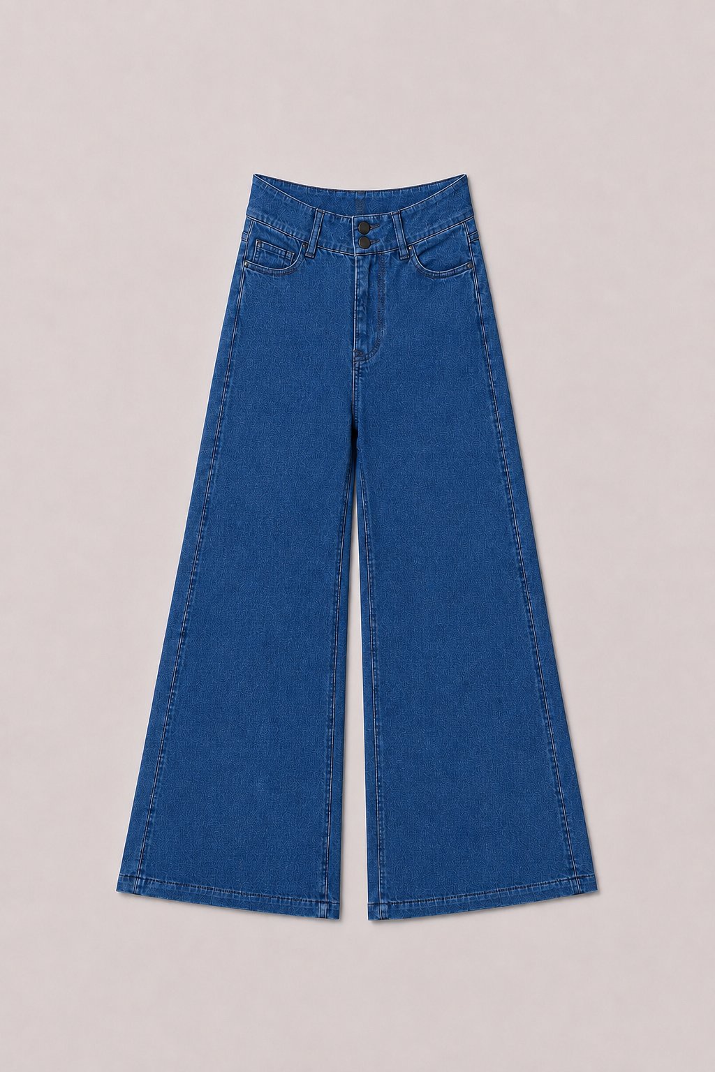 Jeans Large Bleu Boutons Noir