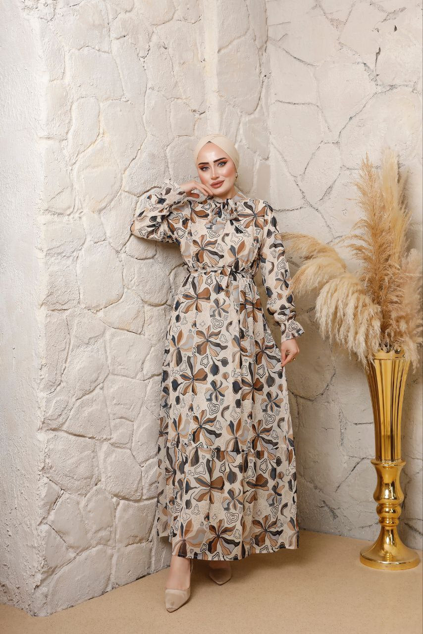ROBE MOUSSELINE BEIGE CLAIRE