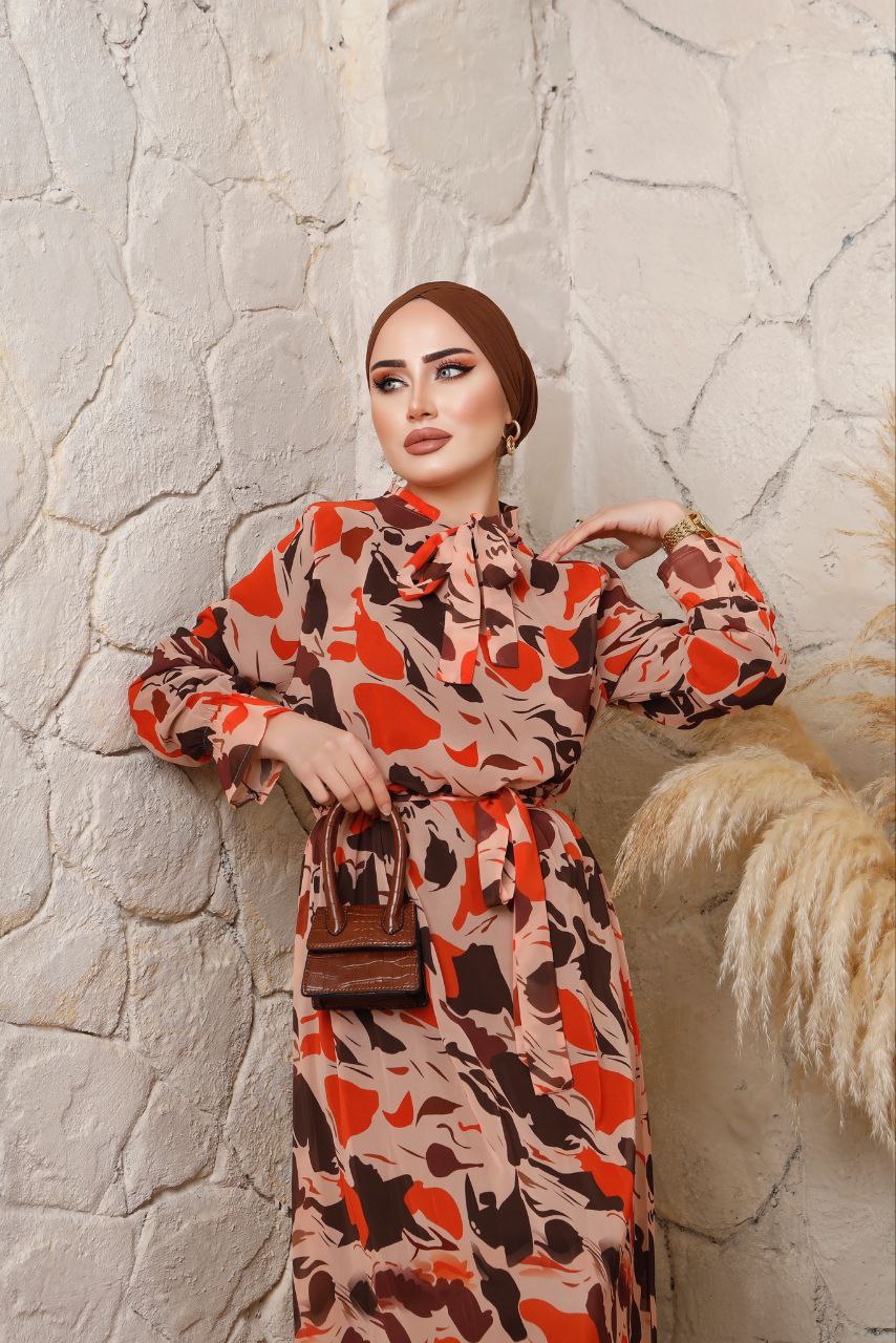 ROBE MOUSSELINE MARBRE