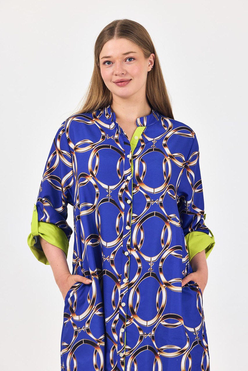 ROBE ANNEAUX BLEU ROI