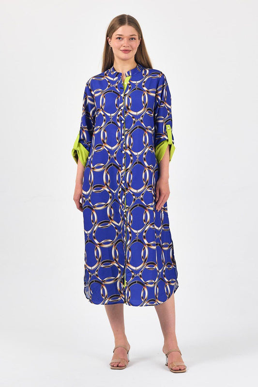 ROBE ANNEAUX BLEU ROI