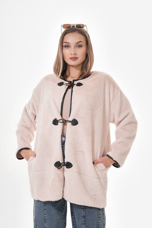 VESTE ATTACHE CUIR BLANC CASSÉ