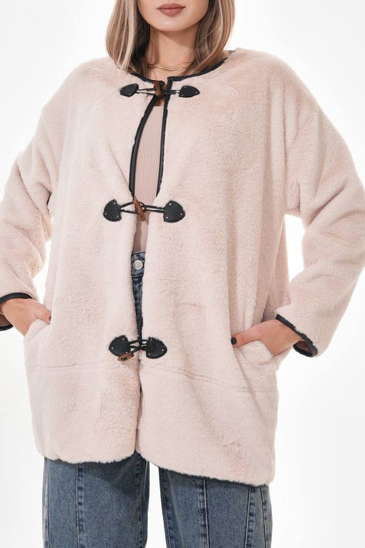 VESTE ATTACHE CUIR BLANC CASSÉ