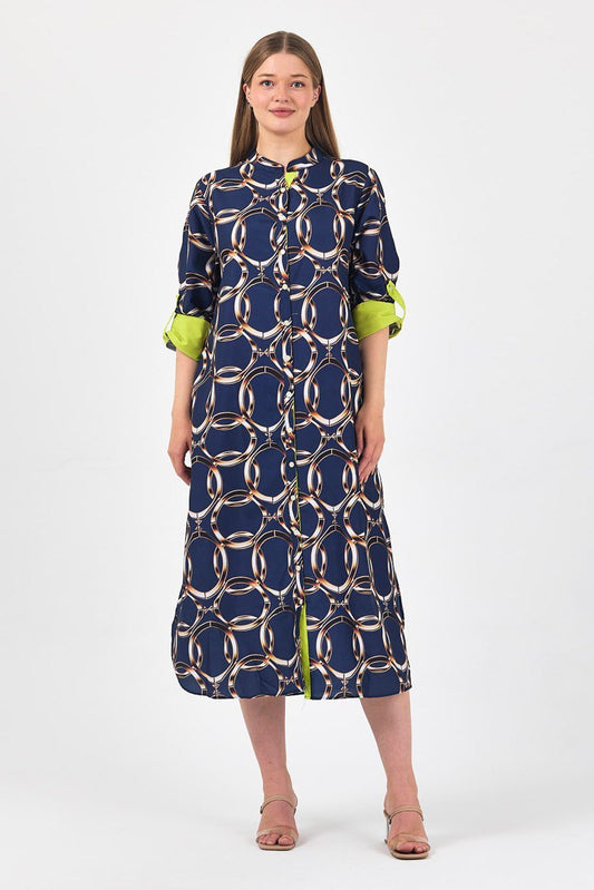 ROBE ANNEAUX BLEU NUIT