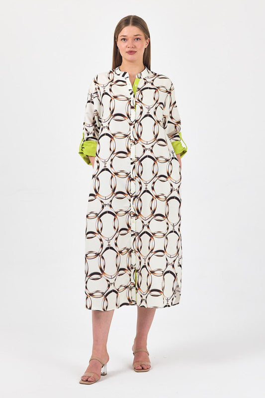 ROBE ANNEAUX BLANC CASSE