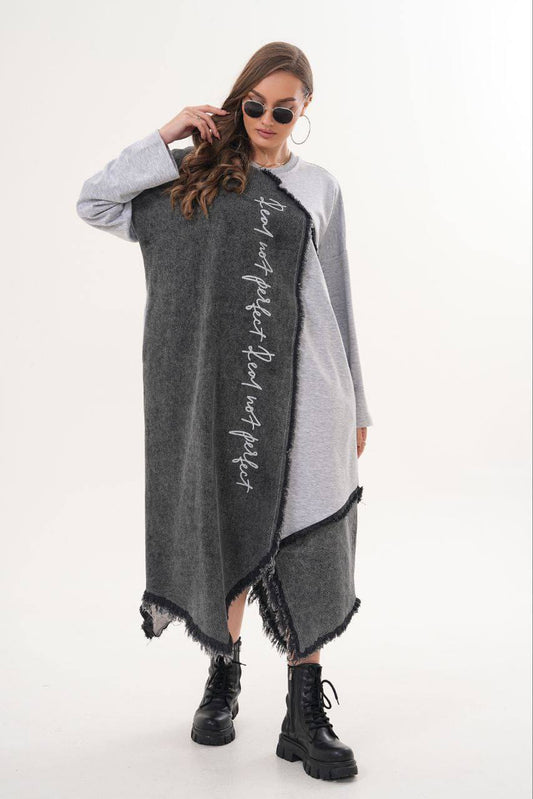 TUNIK GRISE PATCHWORK JEANS