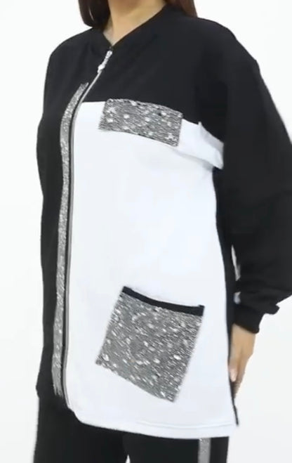 طقم قطني بجيب مرصع بأحجار  