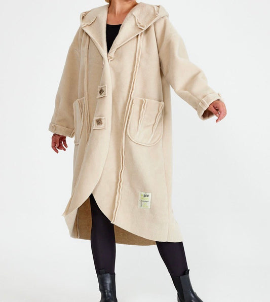 Manteau cachemire bouton