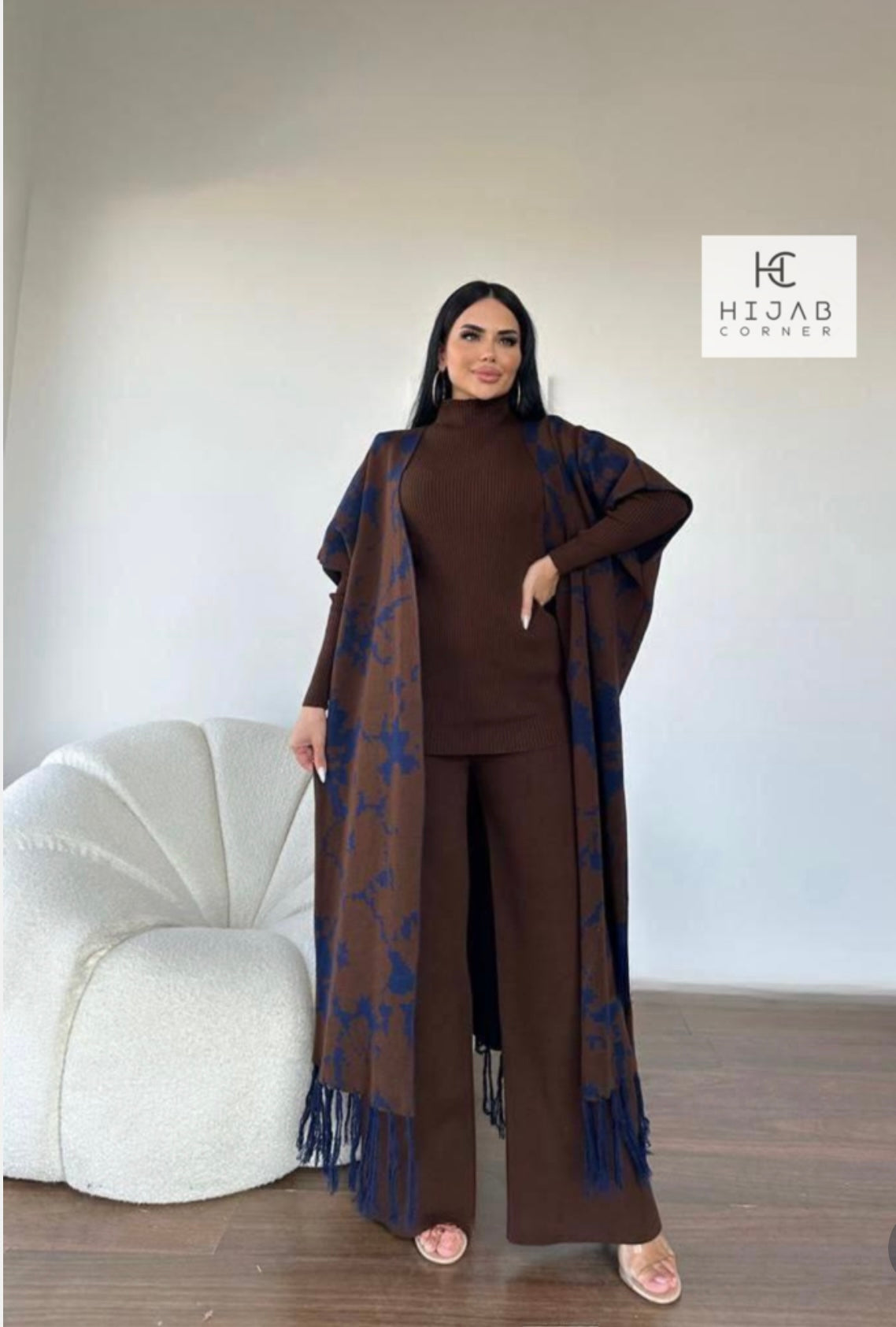 Ensemble trois pièces la maille Marron