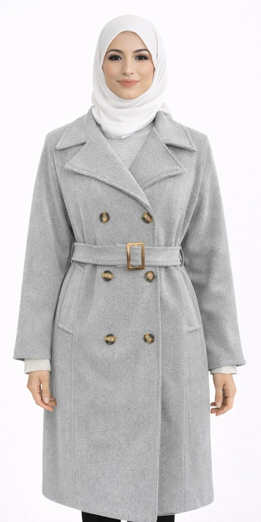 Manteau cachemire gris clair
