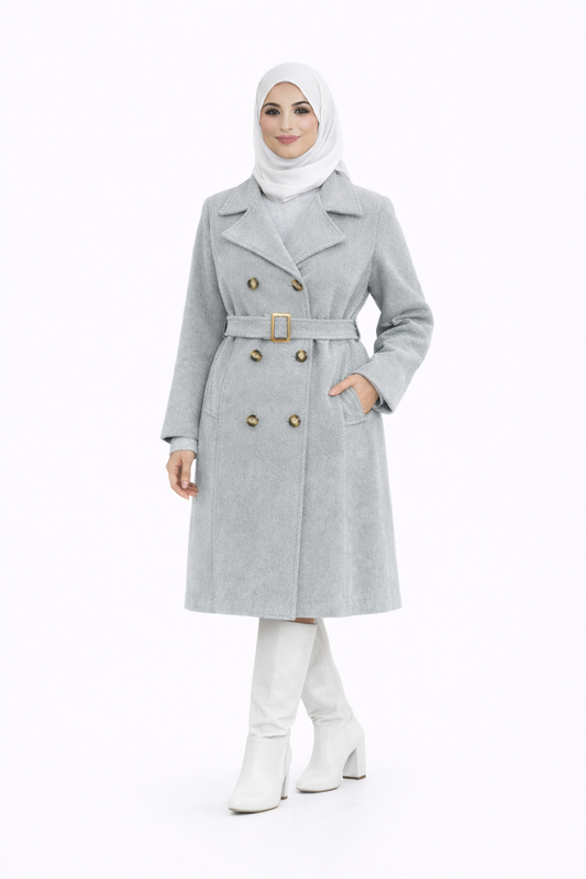 Manteau cachemire gris clair