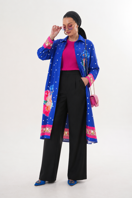 ROBE PETIT POINT BLEU ROI