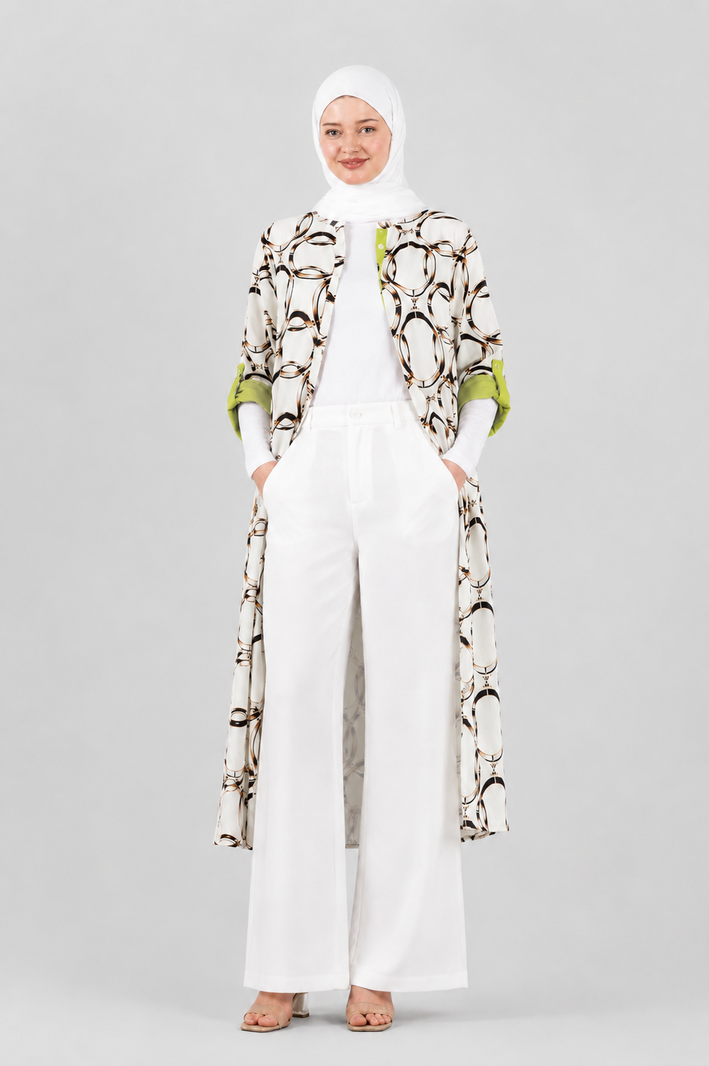 ROBE ANNEAUX BLANC CASSE