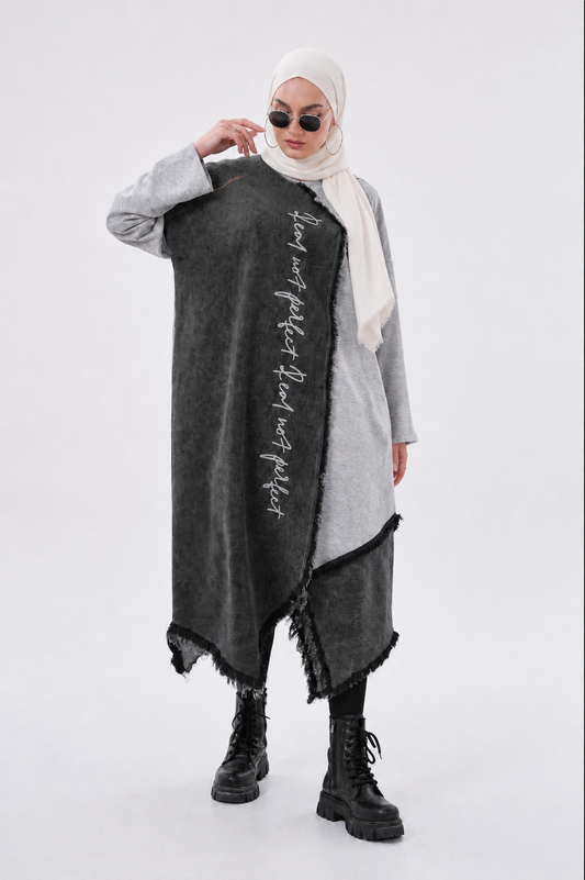 TUNIK GRISE  PATCHWORK JEANS