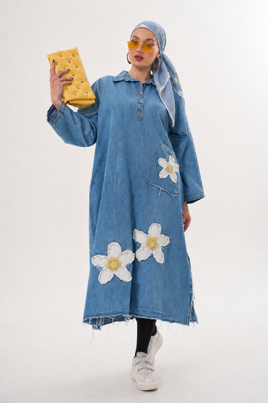 TUNIK  JEANS FLEURIE