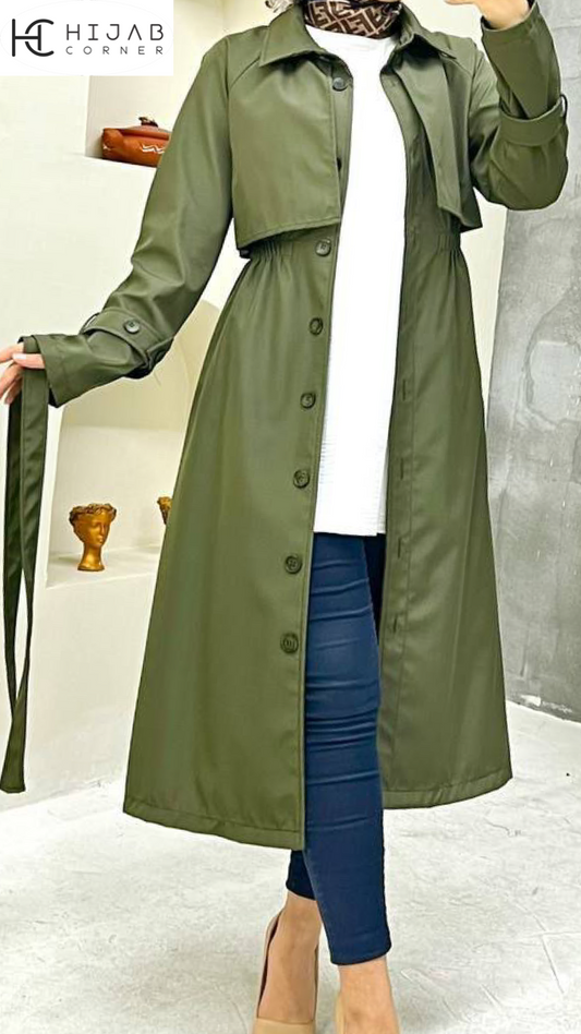 TRENCH COAT CHIC VERT MILLITAIRE OVER SIZE