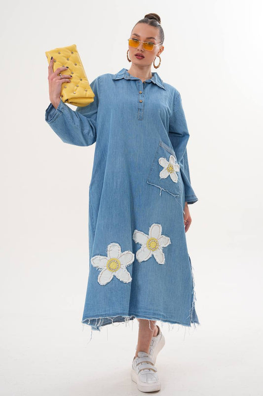 TUNIK  JEANS FLEURIE